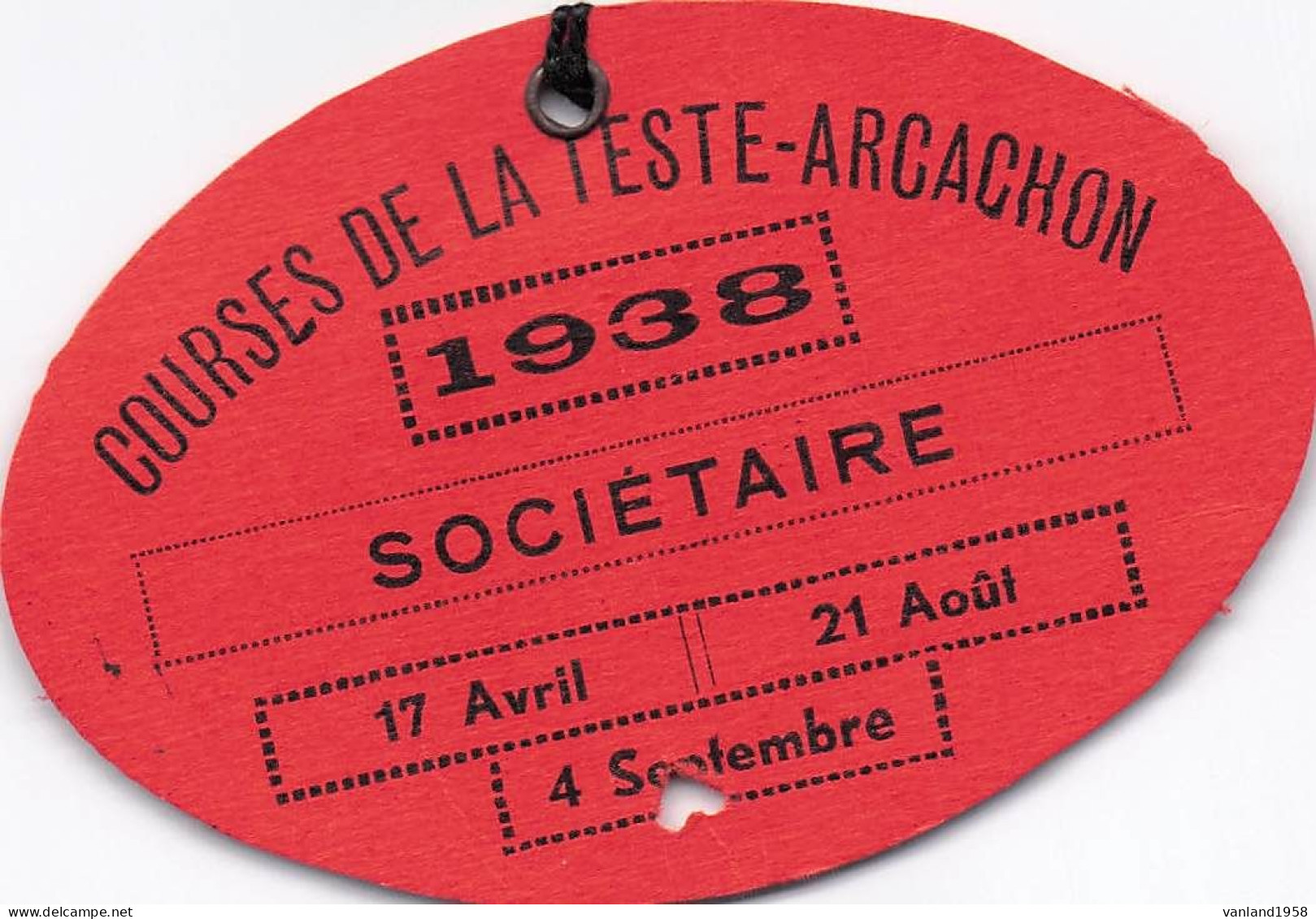 ARCACHON-courses De La Teste 1938 Sociétaire - Arcachon