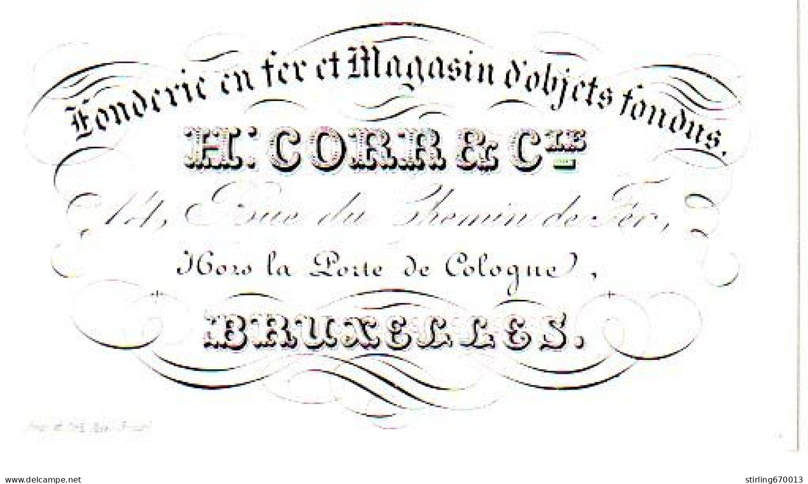 DE 1860 - Carte Porcelaine De H. Corr & Cie, Fonerie En Fer, Bruxelles, Imp Raes. - Andere & Zonder Classificatie