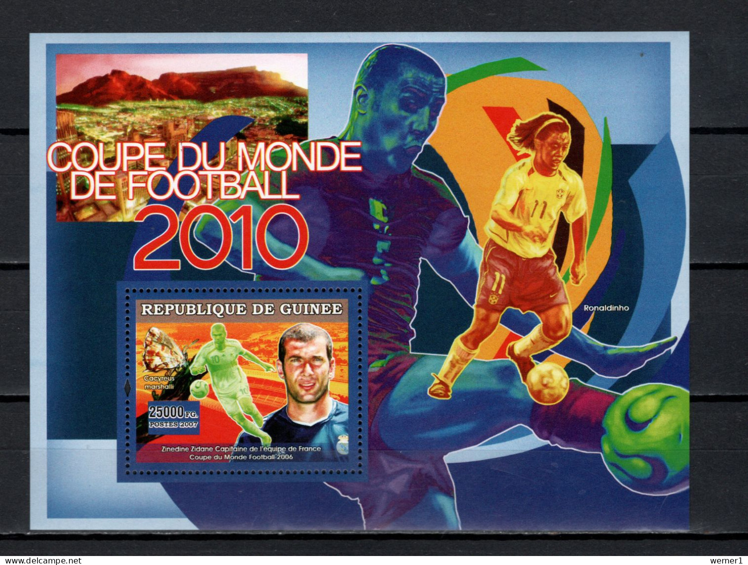 Guinea 2007 Football Soccer World Cup, Zinedine Zidane S/s MNH - 2010 – Zuid-Afrika