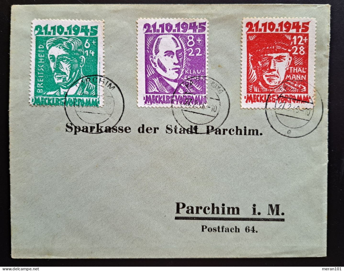 Mecklenburg-Vorpommern 1945, Satzbrief Mi 20-22 "Opfer Des Faschismus" - Covers & Documents