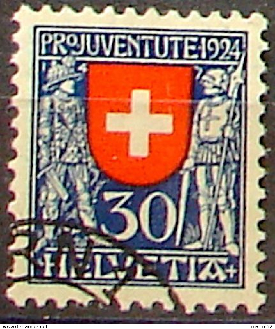 Schweiz Suisse Pro Juventute 1924: Soldaten XIV+XV Jhdt. Zu WI32 Mi 212 Yv 217 Mit Eck-⊙ BERN 1 (Zumstein CHF 20.00) - Gebraucht