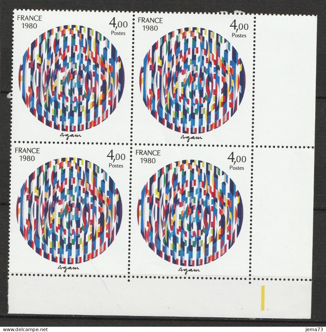 N° 2113 Création PhilatéliqueYaacov Agam: Beau Bloc De 4 Timbres Neuf Impeccble, Beaux Timbres Neuf Impréccable - Ongebruikt