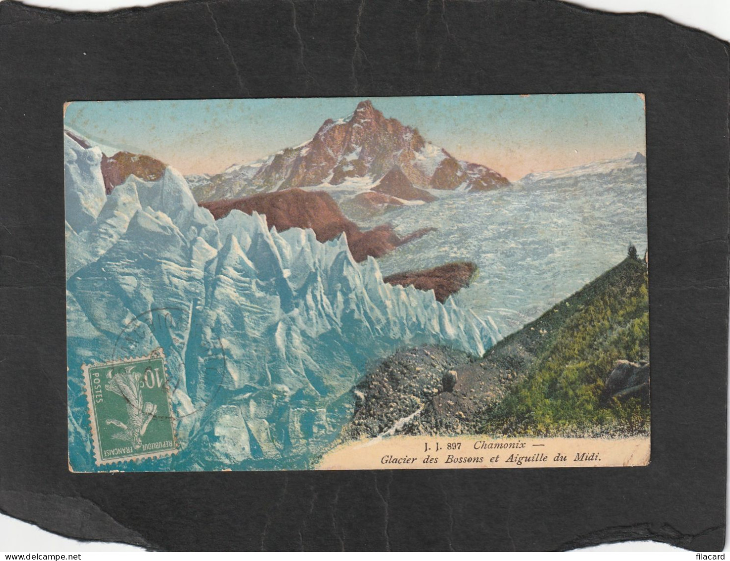 128694          Francia,       Chamonix,   Glacier  Des  Bossons  Et  Aiguille  Du  Midi,   VG   1922 - Chamonix-Mont-Blanc