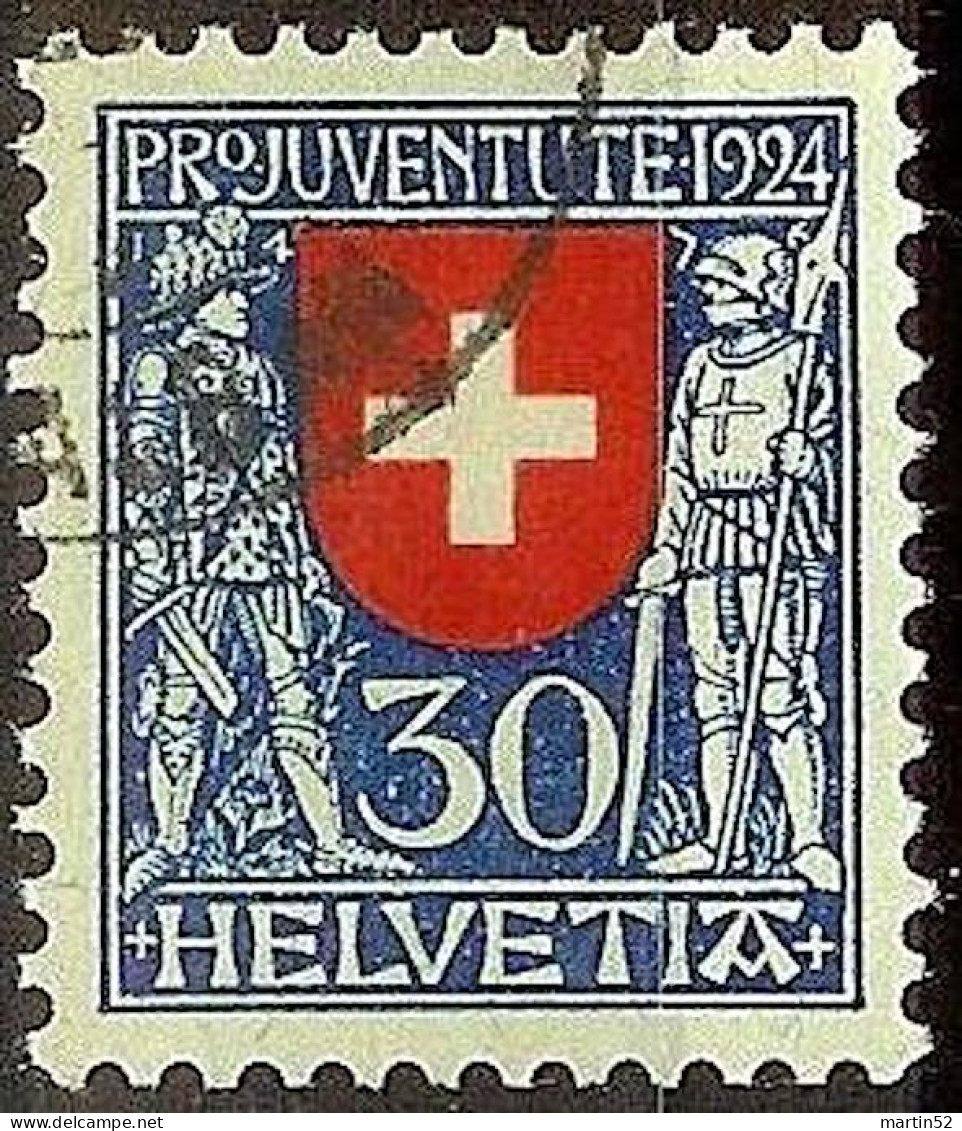 Schweiz Suisse Pro Juventute 1924: Soldaten XIV+XV Jhdt. Zu WI32 Mi 212 Yv 217 Mit ⊙ BASEL ST.ALBAN (Zumstein CHF 20.00) - Gebraucht