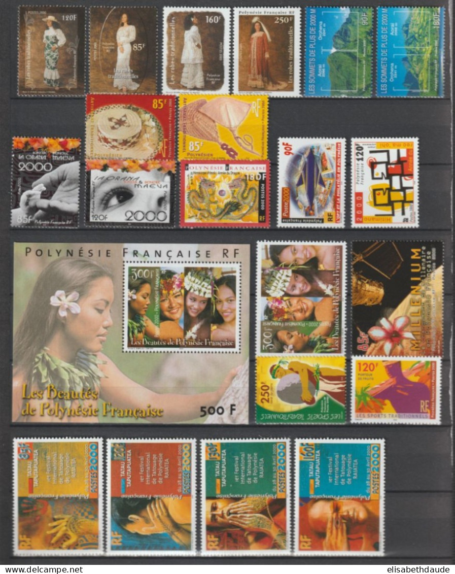 POLYNESIE - 2000 - LIVRAISON GRATUITE - ANNEE COMPLETE AVEC BLOC ** MNH - - Annate Complete