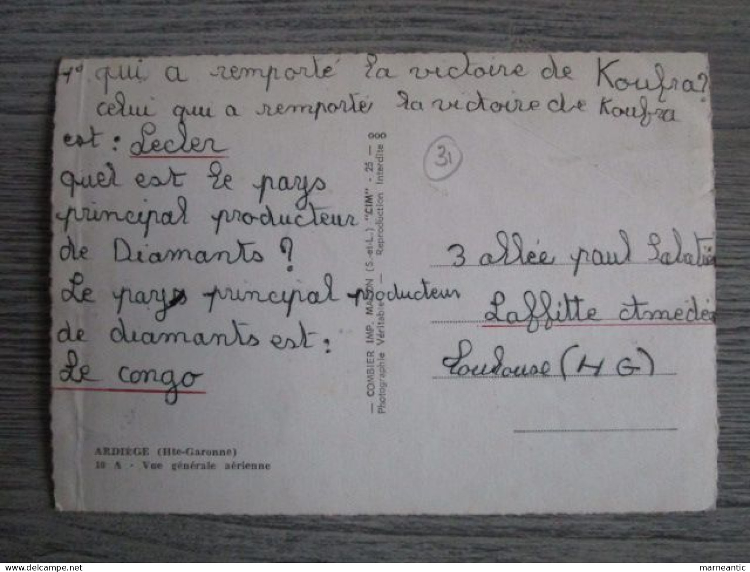 Cpa Ardiege (31) Vue Générale Aérienne - Andere & Zonder Classificatie