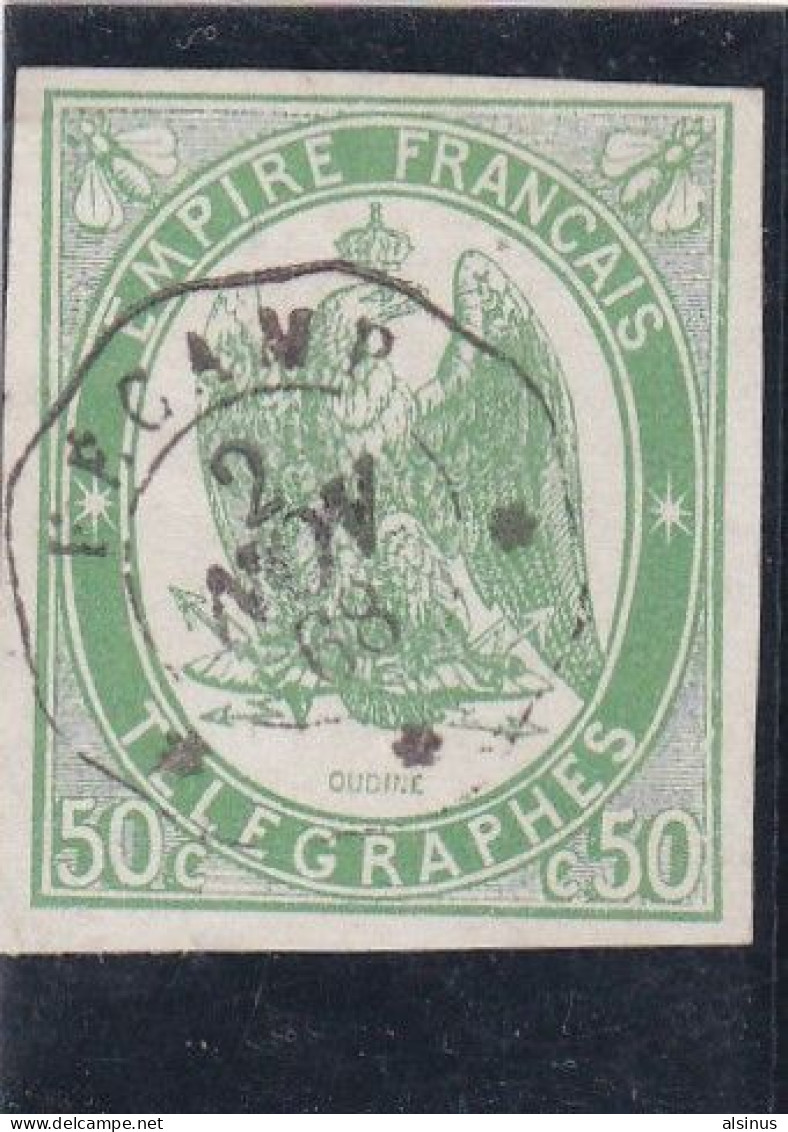 FRANCE - TIMBRE TELEGRAPHE - 1868 - N°2 - 50 C VERT - OBLITERE - Telegraaf-en Telefoonzegels