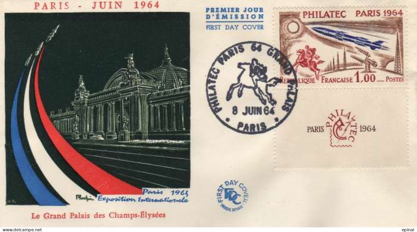 FRANCE : FDC 1422 - PHILATELEC (Paris, 5/6/64) - PRIXFIXE - - 1960-1969