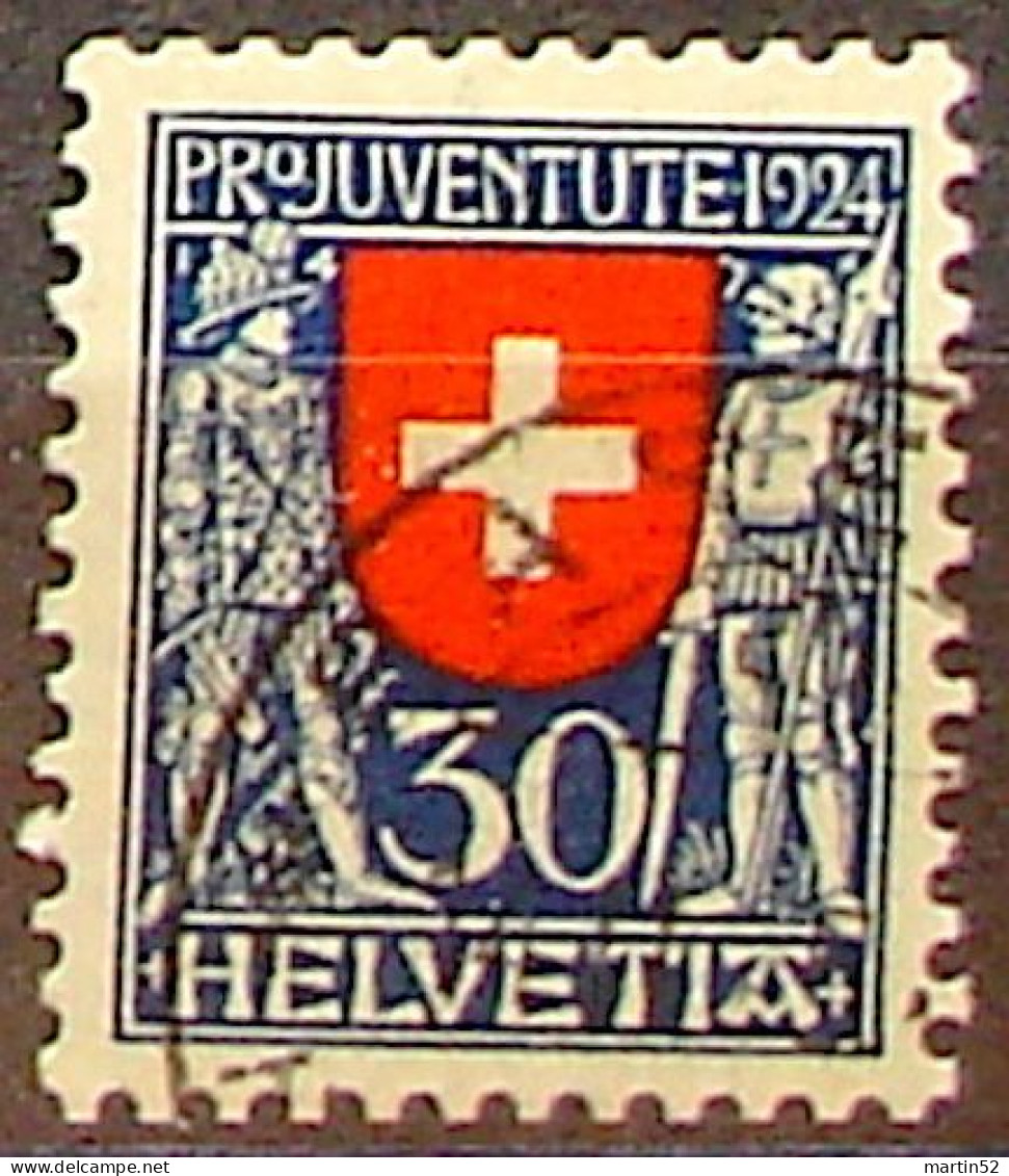 Schweiz Suisse Pro Juventute 1924: Soldaten XIV+XV Jhdt. Zu WI32 Mi 212 Yv 217 Voll⊙ BASEL 12.II.25 (Zumstein CHF 20.00) - Gebraucht