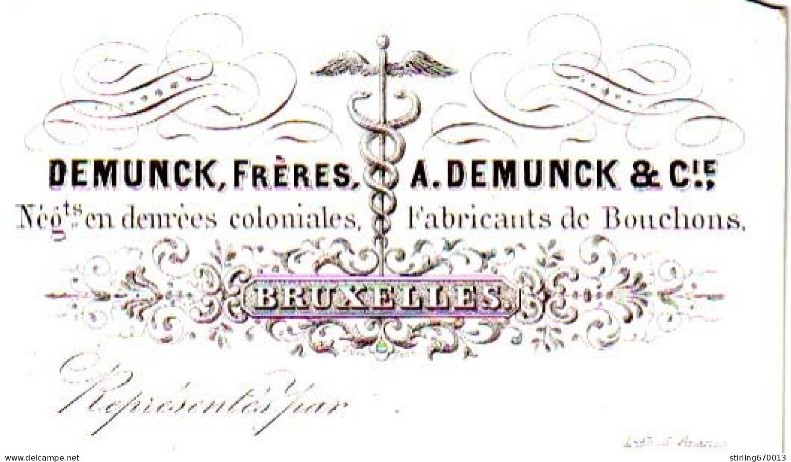 DE 1858 - Carte Porcelaine De A. Deminck & Cie, Fabricants De Bouchons, Bruxelles, Imp Avanzo - Altri & Non Classificati