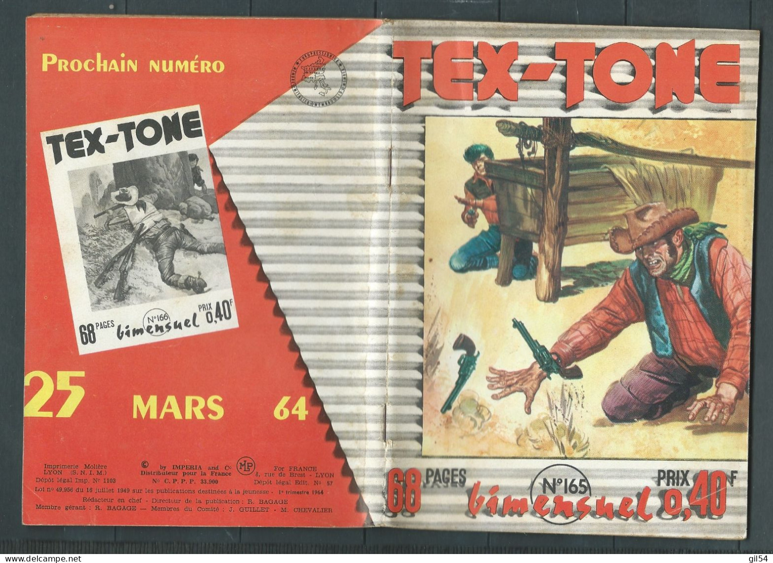 Tex-Tone  N° 165 - Bimensuel  " Celui Qui A Peur  " - D.L.  1er Trimestre 1964 - Tex0504 - Kleine Formaat