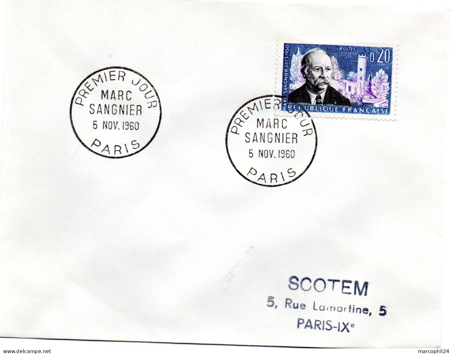 ARCHITECTURE / Marc SANGNIER = 75 PARIS 1960 = CACHET PREMIER JOUR N° 1271 Première Auberge De Jeunesse - Autres & Non Classés