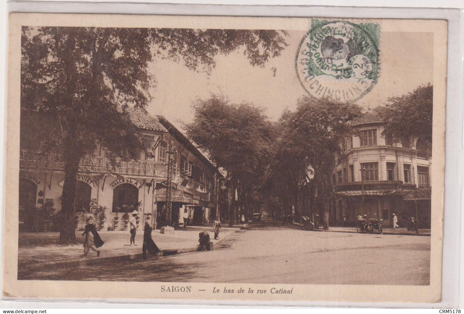 CPA-  SAIGON-BAS DE LA RUE CATINATMAGASINS-VOITURES-ANIMEE-TIMBRE - Madagaskar