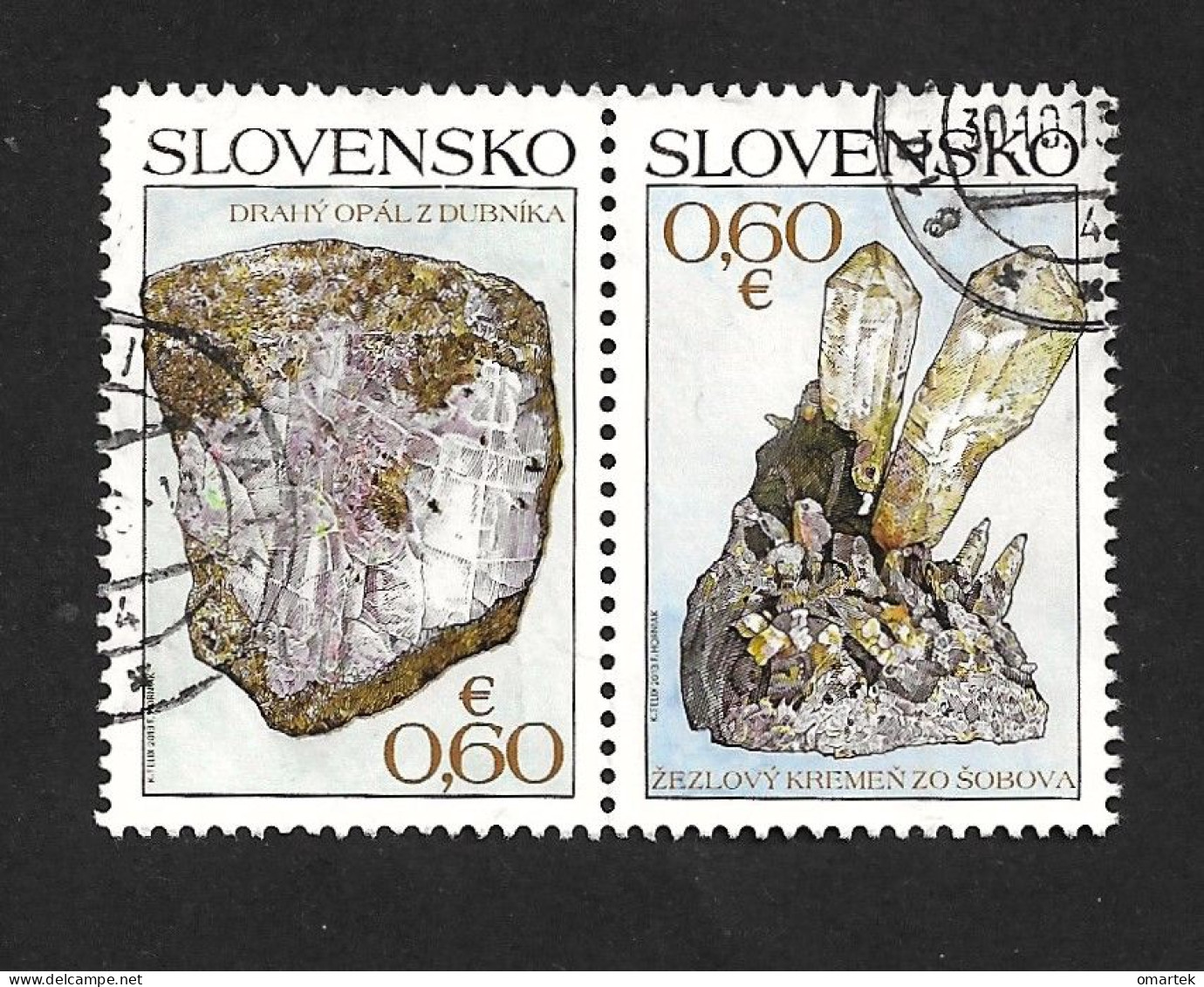 Slovakia Slowakei 2013 ⊙ Mi 718-719 Sc 672ab Yv 625-626 Minerals. Precious Opal, Sceptre Quartz. - Usados