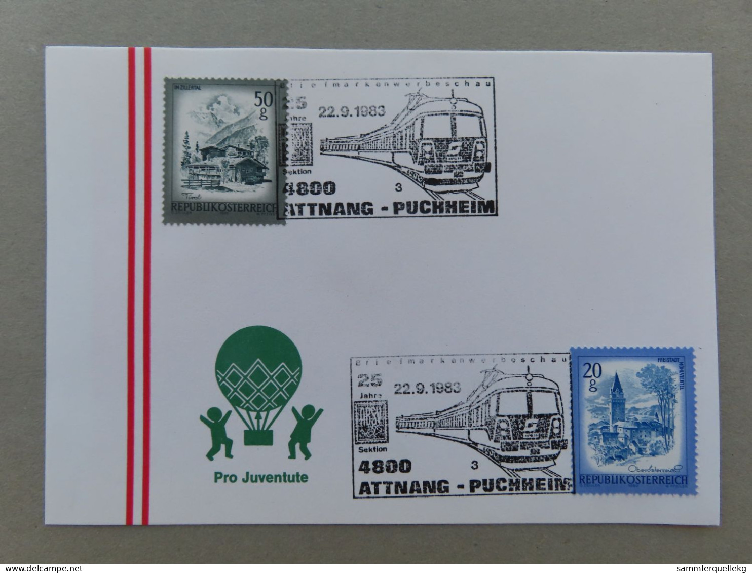 Österreich Pro Juventute - Mit Sonderstempel 22. 9. 1983 Attnag-Puchheim, Briefmarken Werbeschau (Nr.1092) - Other & Unclassified