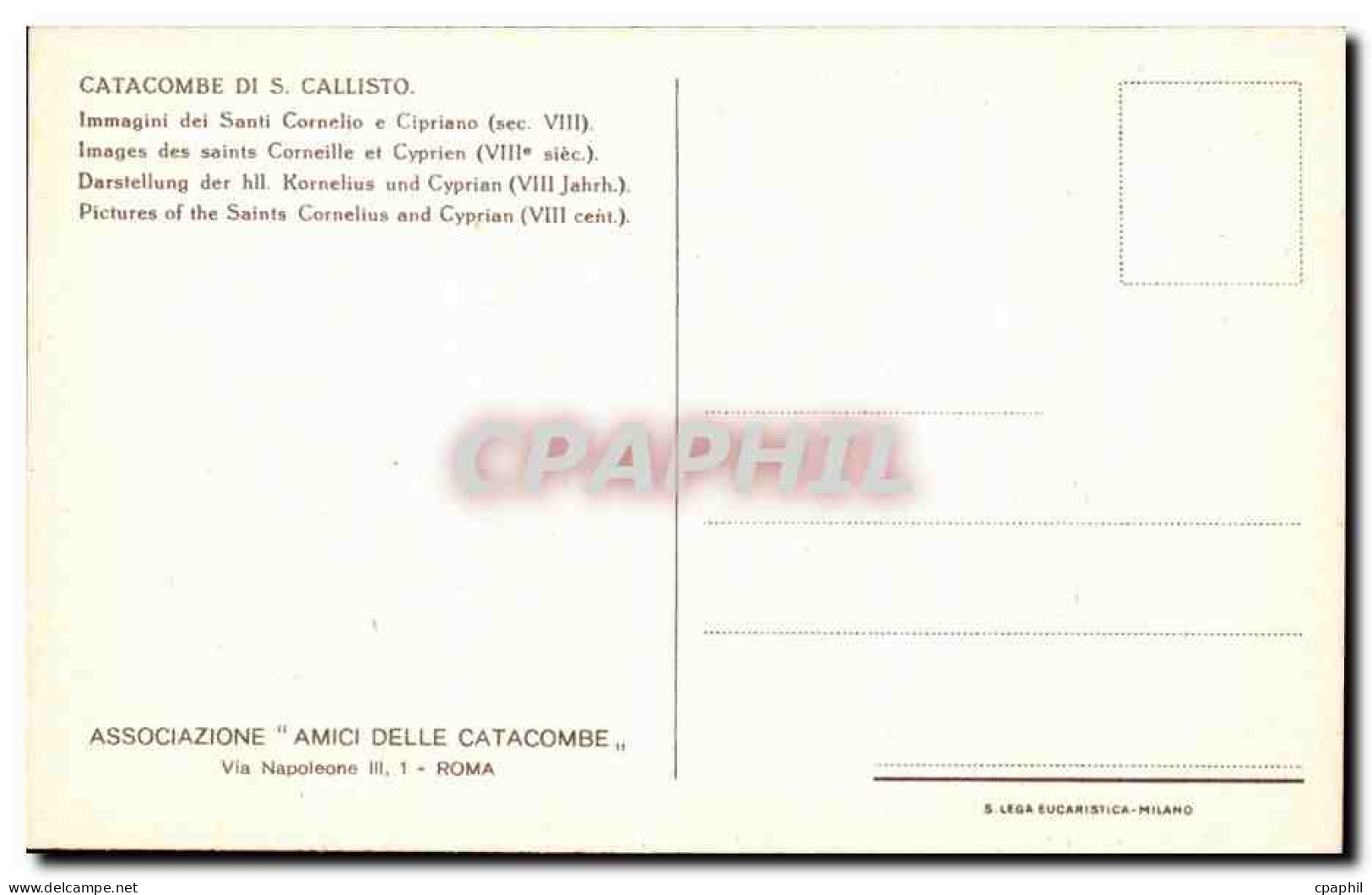 CPA Rome Catacombe Di S Callisto Immagini Dei Santi Cornelio E Cipriano - Other & Unclassified