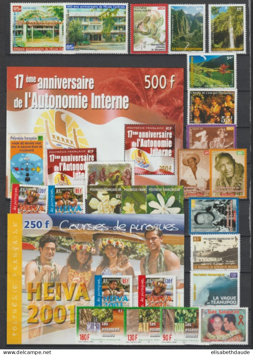 POLYNESIE - 2001 - LIVRAISON GRATUITE - ANNEE COMPLETE AVEC BLOCS ** MNH - - Années Complètes