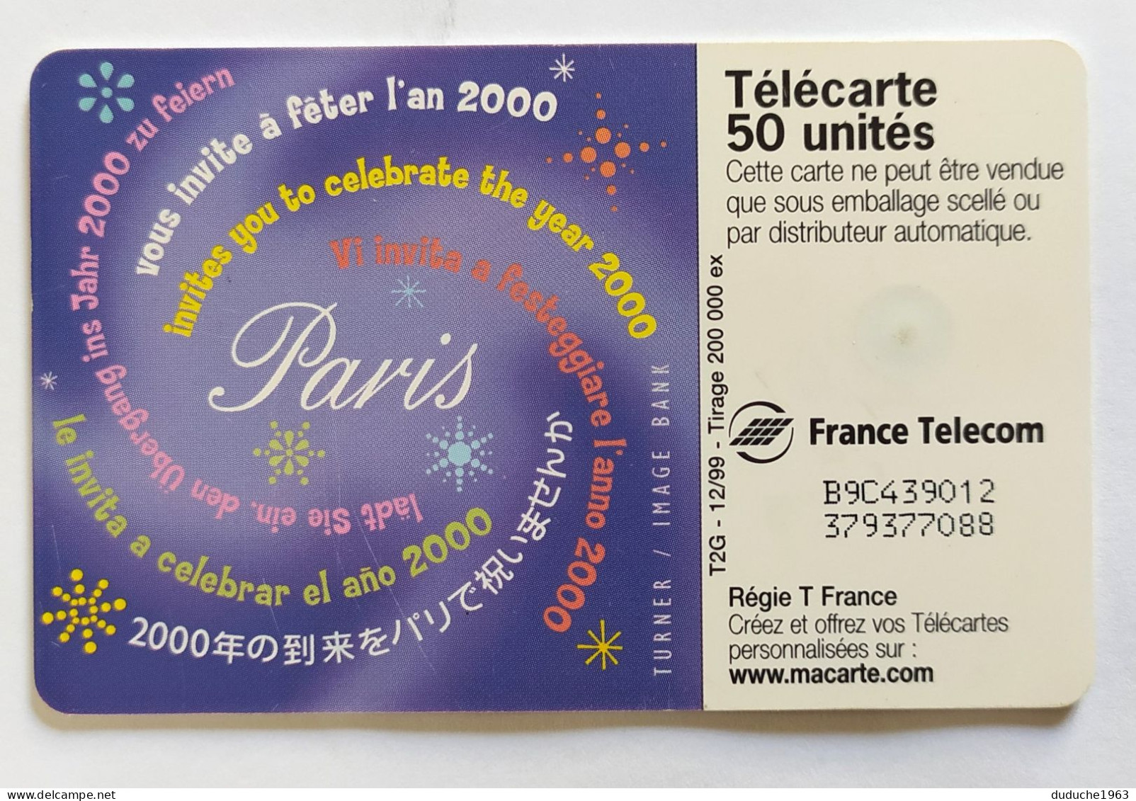 Télécarte France - Paris Vous Invite à Fêter L'an 2000 - Non Classés