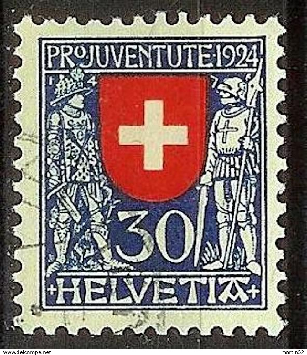 Schweiz Suisse Pro Juventute 1924: Soldaten XIV+XV Jhdt. Zu WI 32 Mi 212 Yv 217 Mit Feinem Eck-⊙  (Zumstein CHF 20.00) - Oblitérés