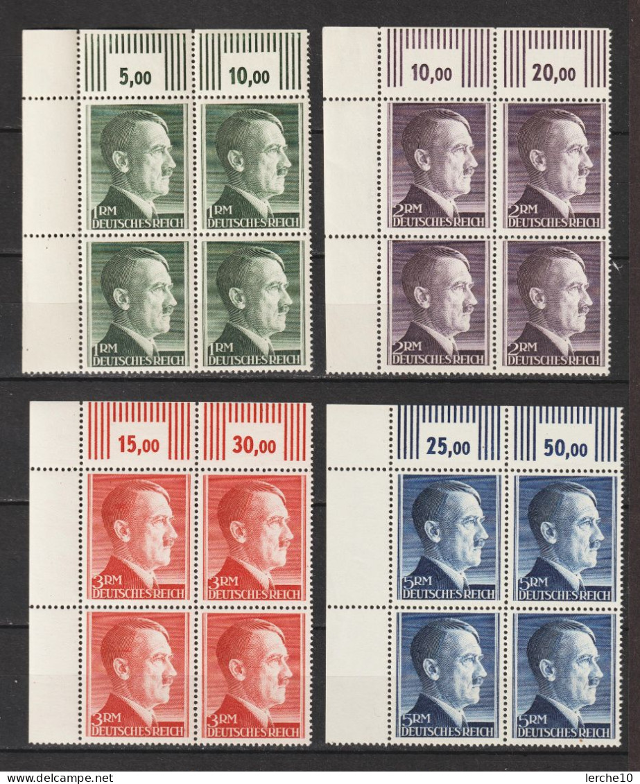 Adolf Hitler  MiNr. 799-802 B ** Bogenecken - Unused Stamps