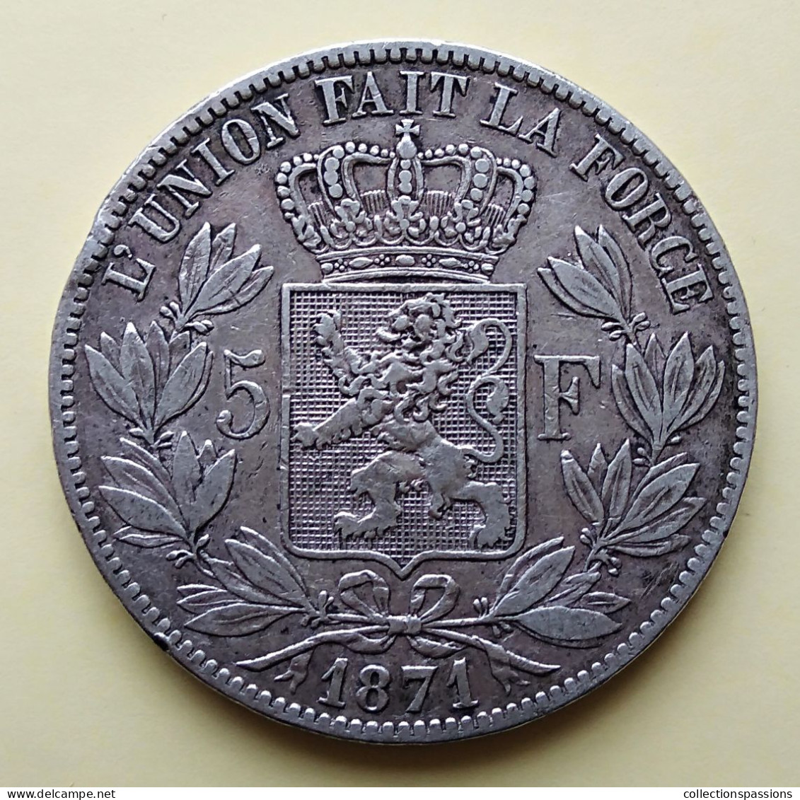 - BELGIQUE - 5 Francs Léopold II 1871 - - 5 Frank