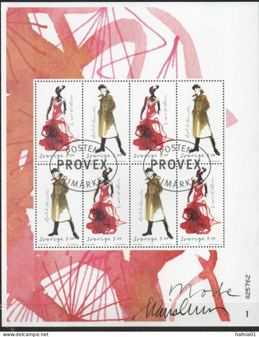 Martin Mörck.Sweden 2007.Swedish Fashion.Souvenir Sheet. Michel 2601,2607.Cyl I+Control Number. PROVEX. MNH. Signed. - Blocks & Kleinbögen