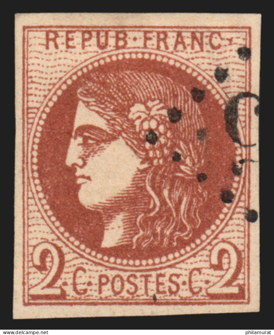 N°40B, Cérès Bordeaux 2c Brun-rouge-foncé, Oblitéré, Effigie Bien Dégagée - TB - 1870 Ausgabe Bordeaux
