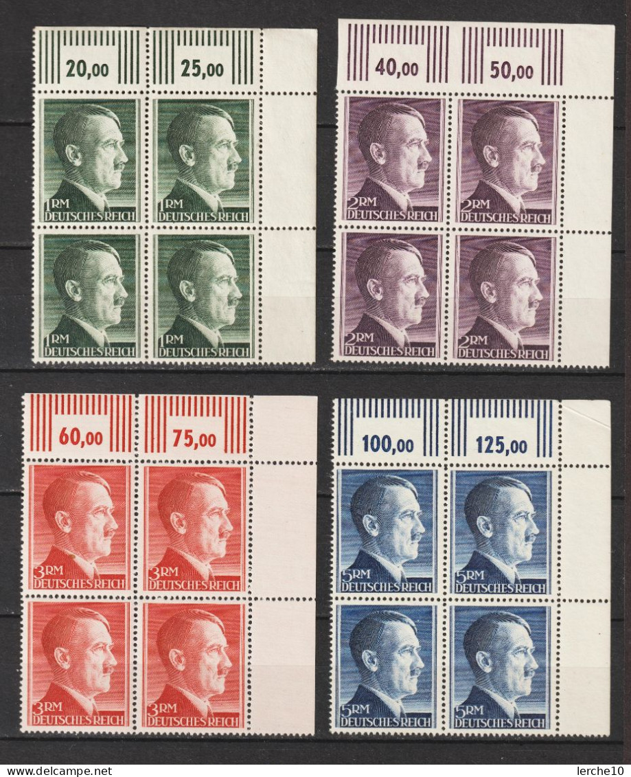 Adolf Hitler  MiNr. 799-802 B ** Bogenecken - Unused Stamps