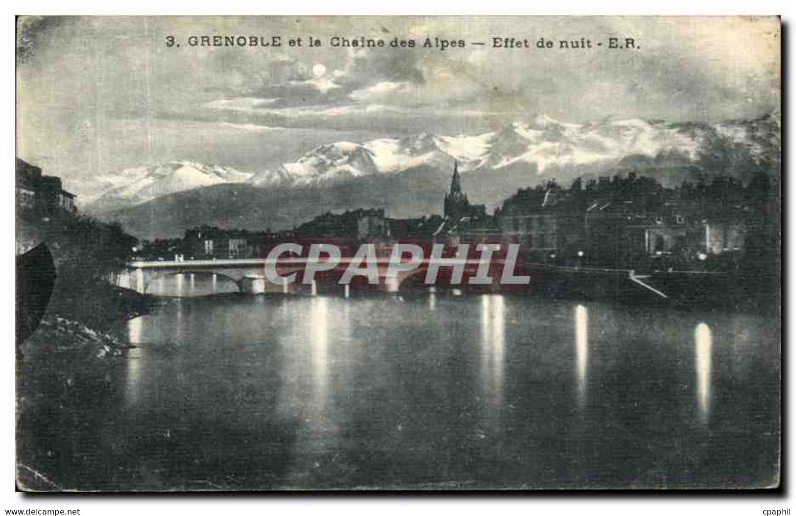 CPA Grenoble Et La Chaine Des Alpes Eifet De Nuit - Grenoble