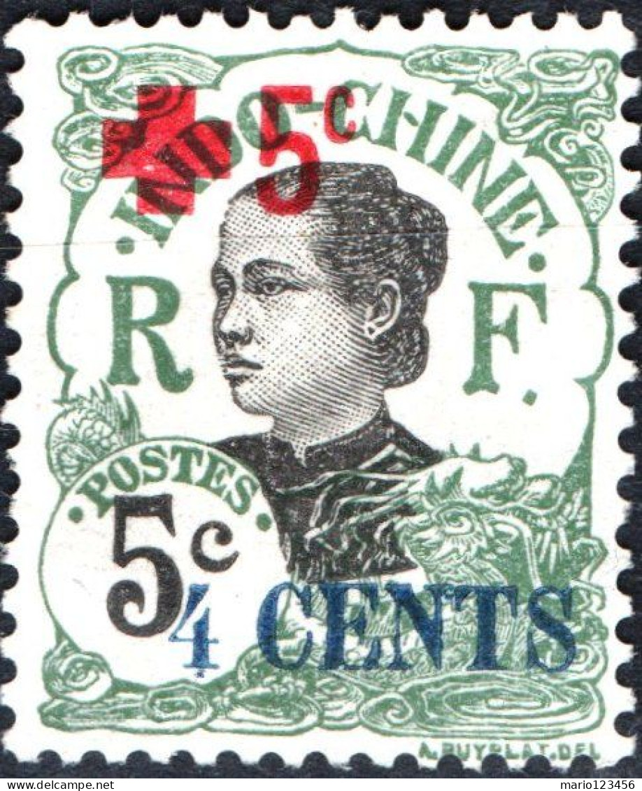 INDOCINA FRANCESE, INDOCHINA, CROCE ROSSA, RED CROSS, 1917, NUOVI (MLH*) Yt:FR-IC 66, Mi:FR-IC 66, Scott:FR-IC B2 - Unused Stamps