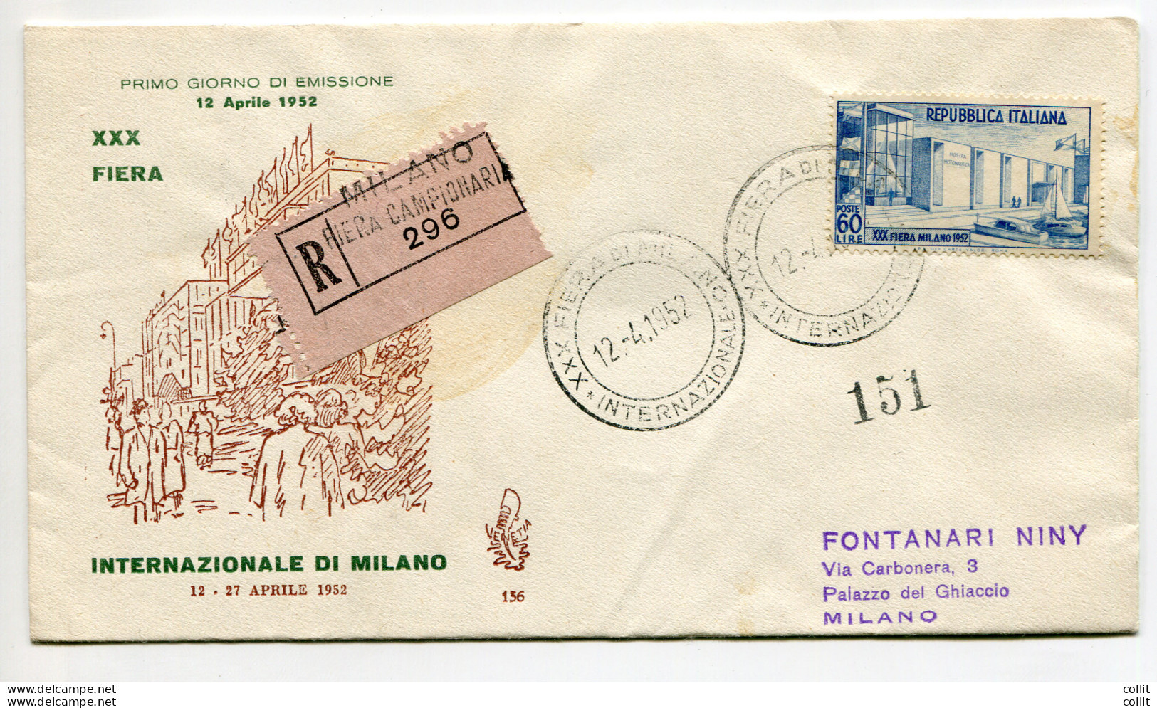 Milano' 52 Su Busta Venetia Racc. - FDC