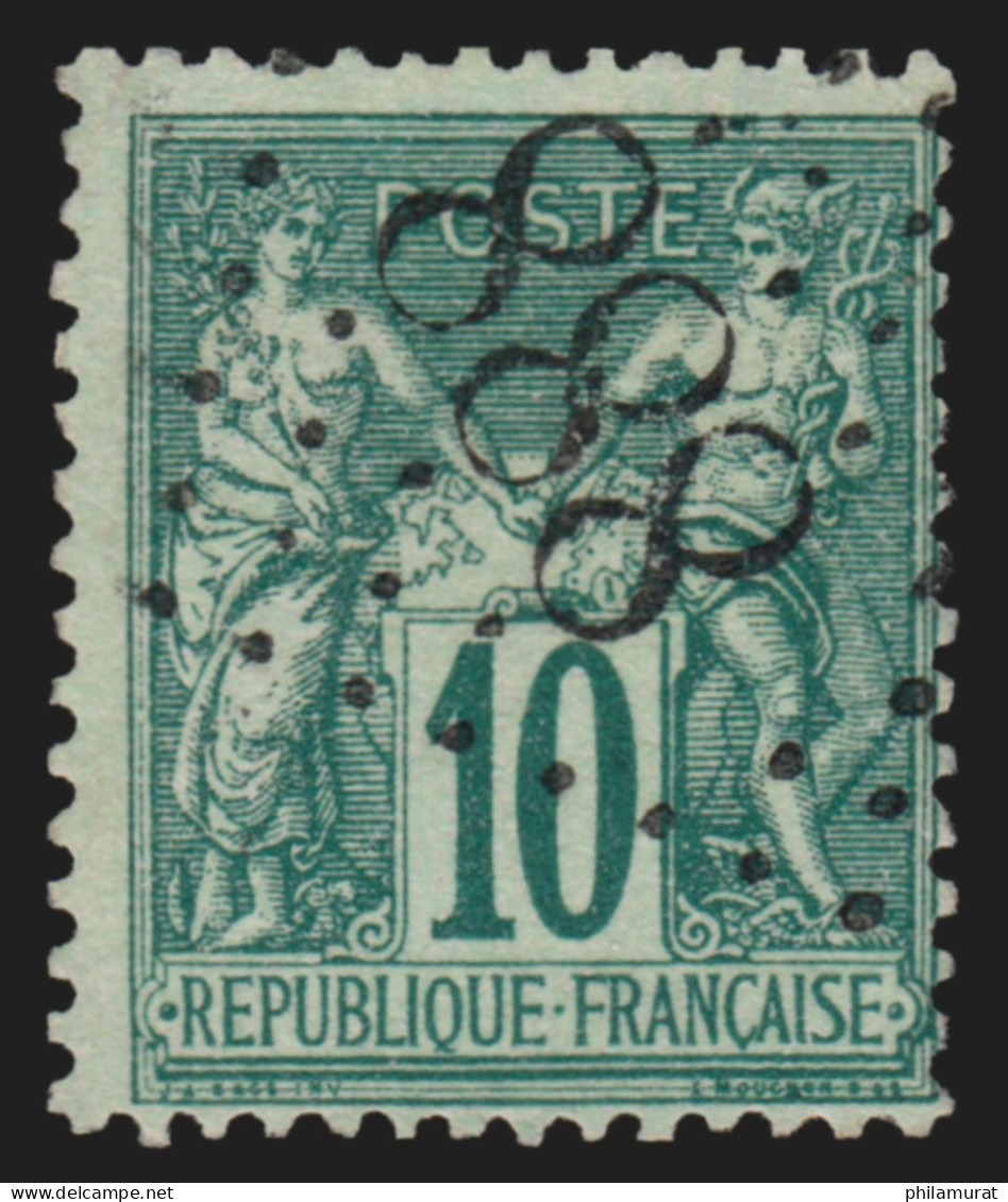 N°76, Sage 10c Vert, Type II, Oblitéré Losange GC 888 LA CHAPELLE-LA-REINE - 1876-1898 Sage (Type II)