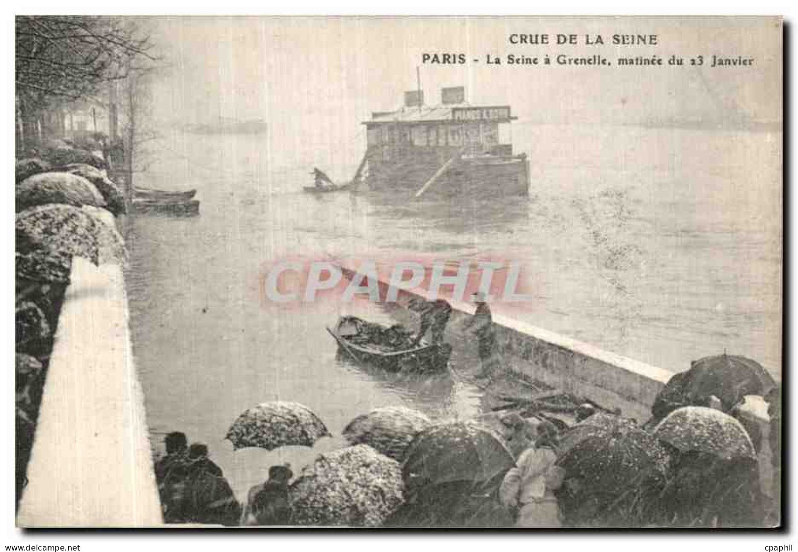 CPA La Crue De La Seine Paris La Seine A Grenelle Matinee Du 23 Janvier  - Paris Flood, 1910