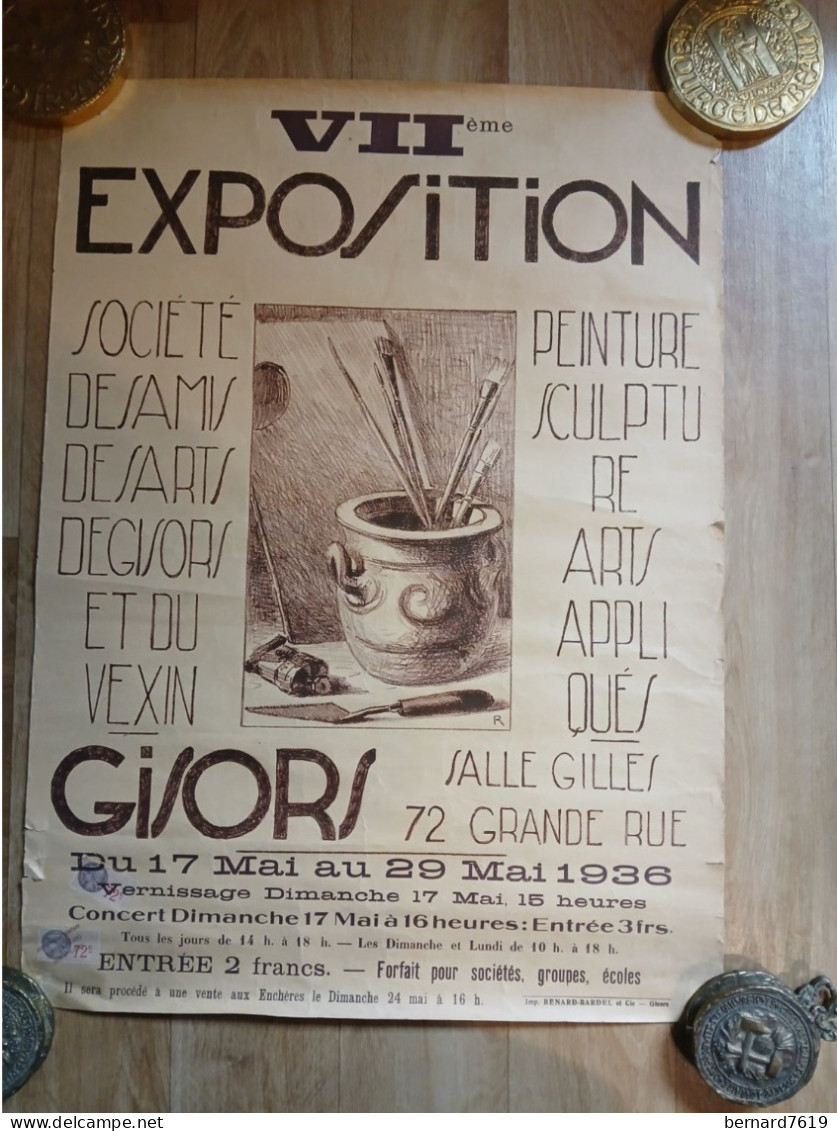 Affiche  - 27 - Gisors - - VIIe  Exposition- Societe Des Amis Des Arts De Gisors Du 17 Au 29 Mai 1936 - Affiches