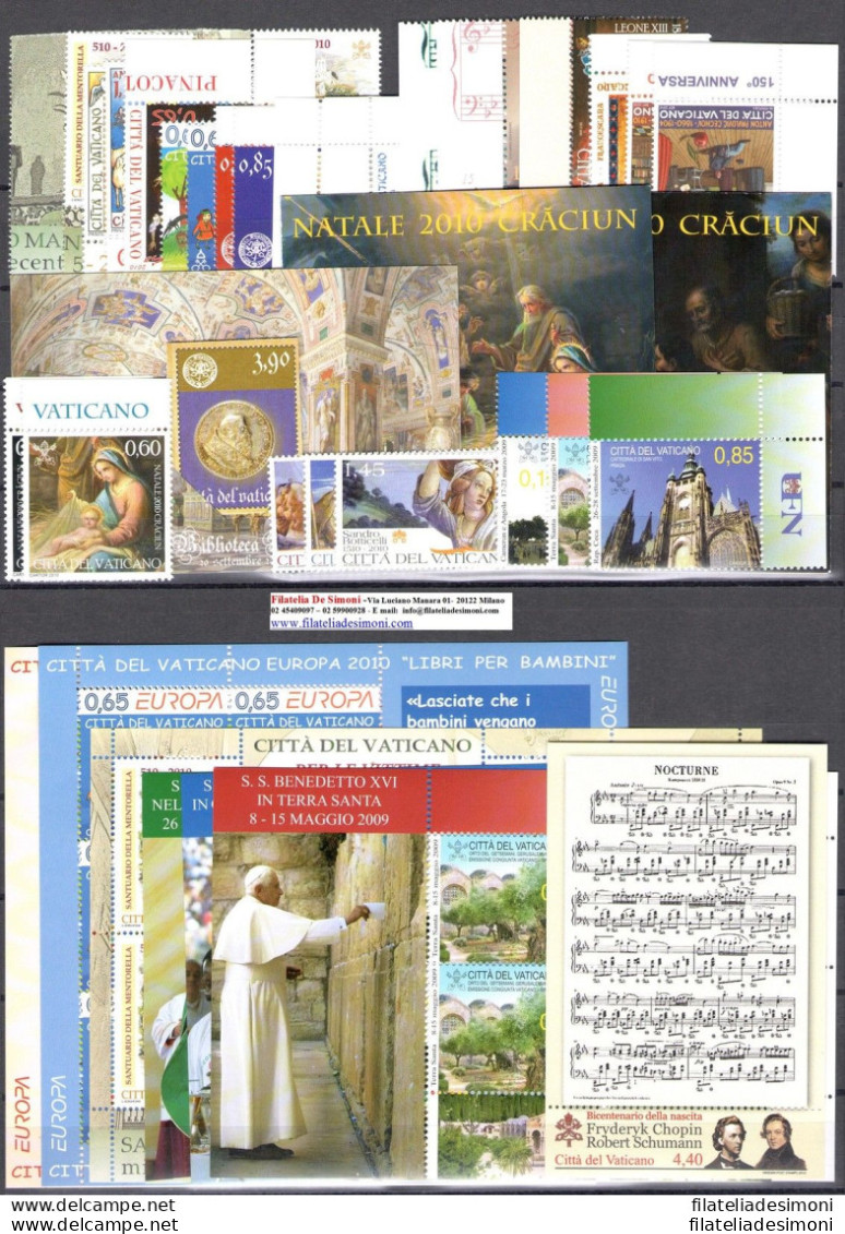 2010 Vaticano , Francobolli Nuovi, Annata Completa,  27 Valori + 7 Foglietti + 2 - Annate Complete