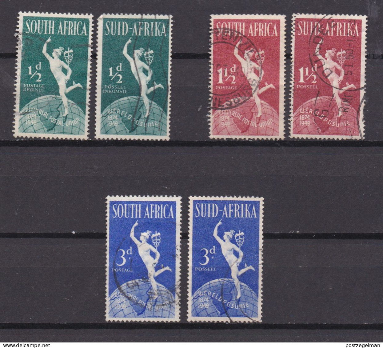 SOUTH AFRICA UNION 1949 Used Stamps U.P.U. Nrs. 211-216, Scannr. U12127 - Gebruikt