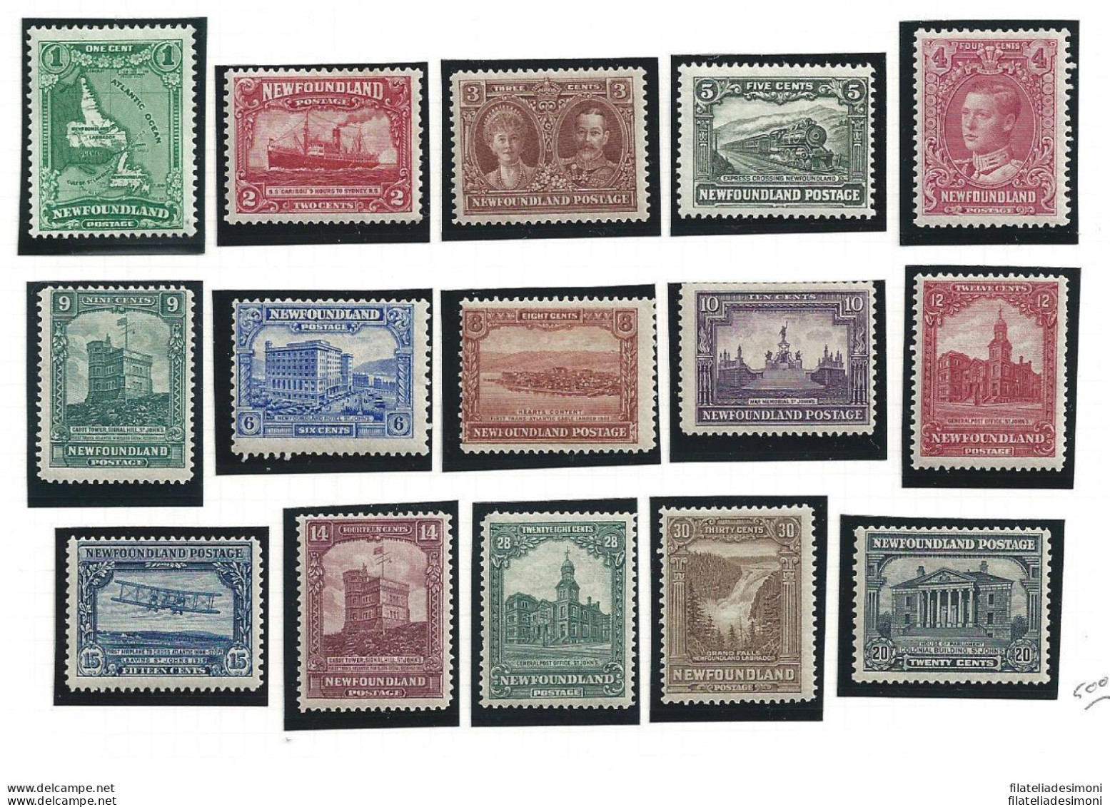 1928-29 TERRANOVA - NEWFOUNDLAND - SG 164/178  15 Valori  MH* - Other & Unclassified