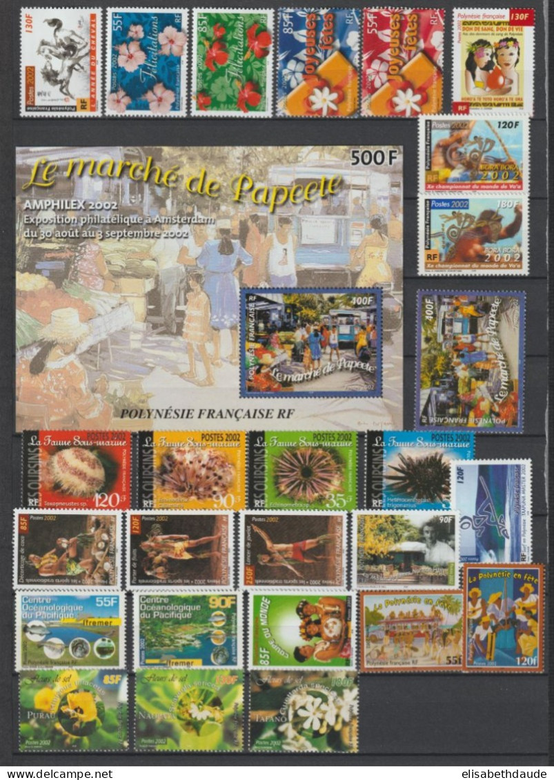 POLYNESIE - 2002 - LIVRAISON GRATUITE - ANNEE COMPLETE AVEC BLOC ** MNH - - Volledig Jaar