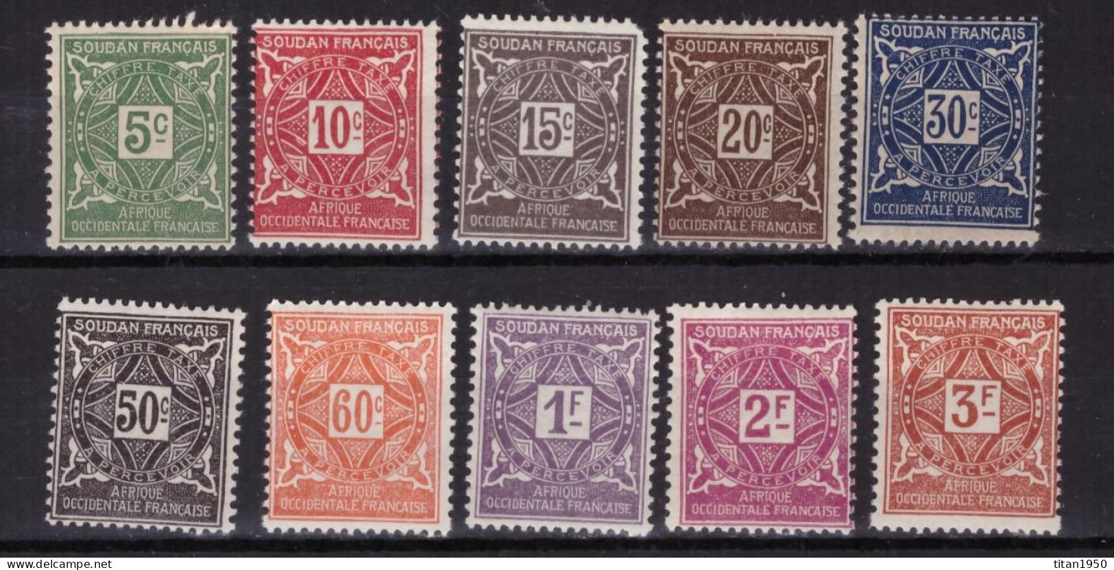 SOUDAN - 1931 -série Taxe - 10 Timbres Neufs ** -  Cote 12,50 € - Unused Stamps