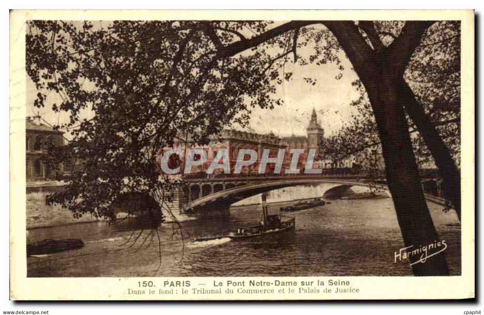 CPA Paris Le Pont Notre Dame Sur La Seine Dans Le Fond Le Tribunal De Commerce Et Le Palais De Justi - Distrito: 01