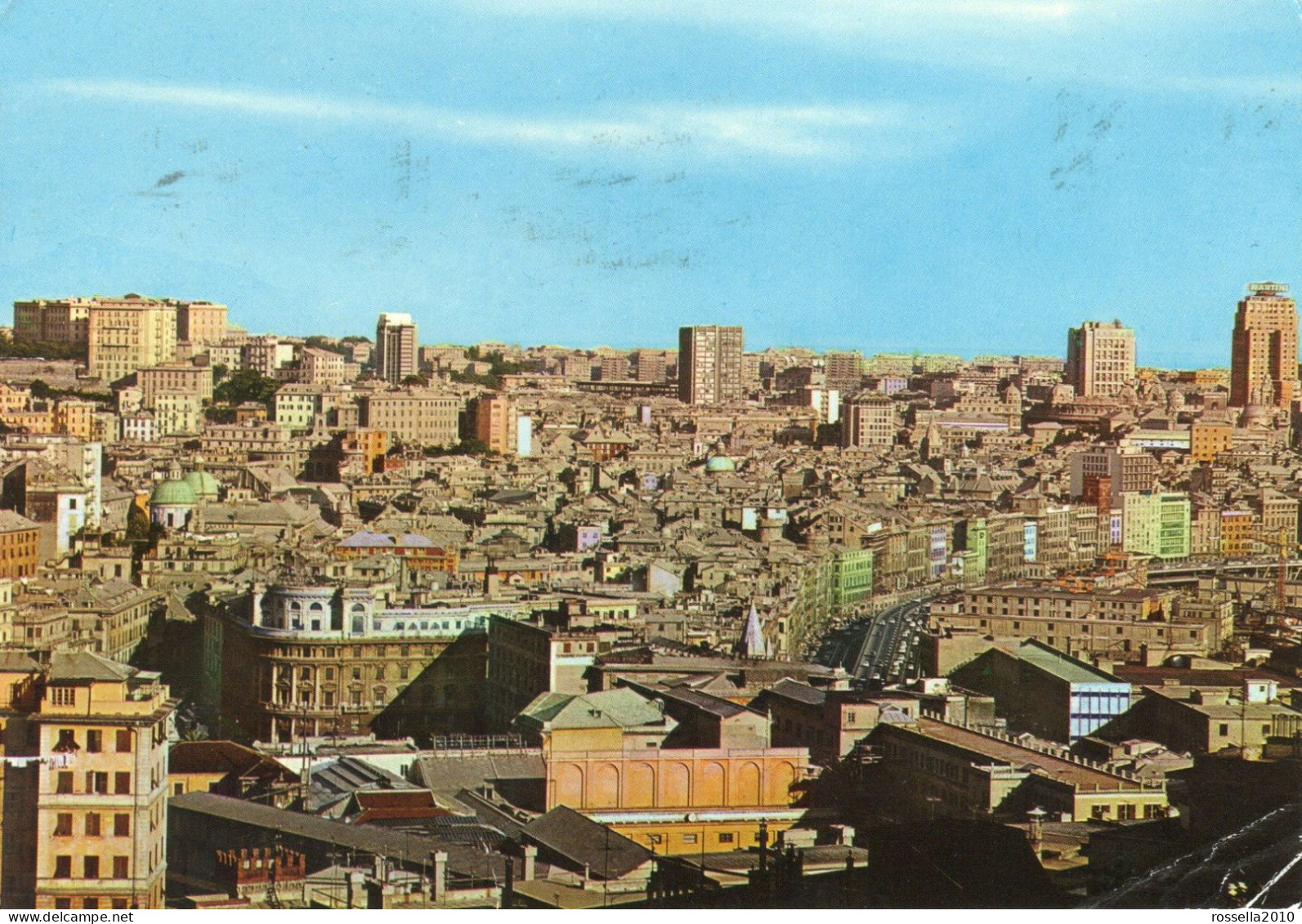 CARTOLINA 1982 ITALIA GENOVA VIA GRAMSCI E PANORAMA AEREO Italy Postcard ITALIEN Ansichtskarten - Genova
