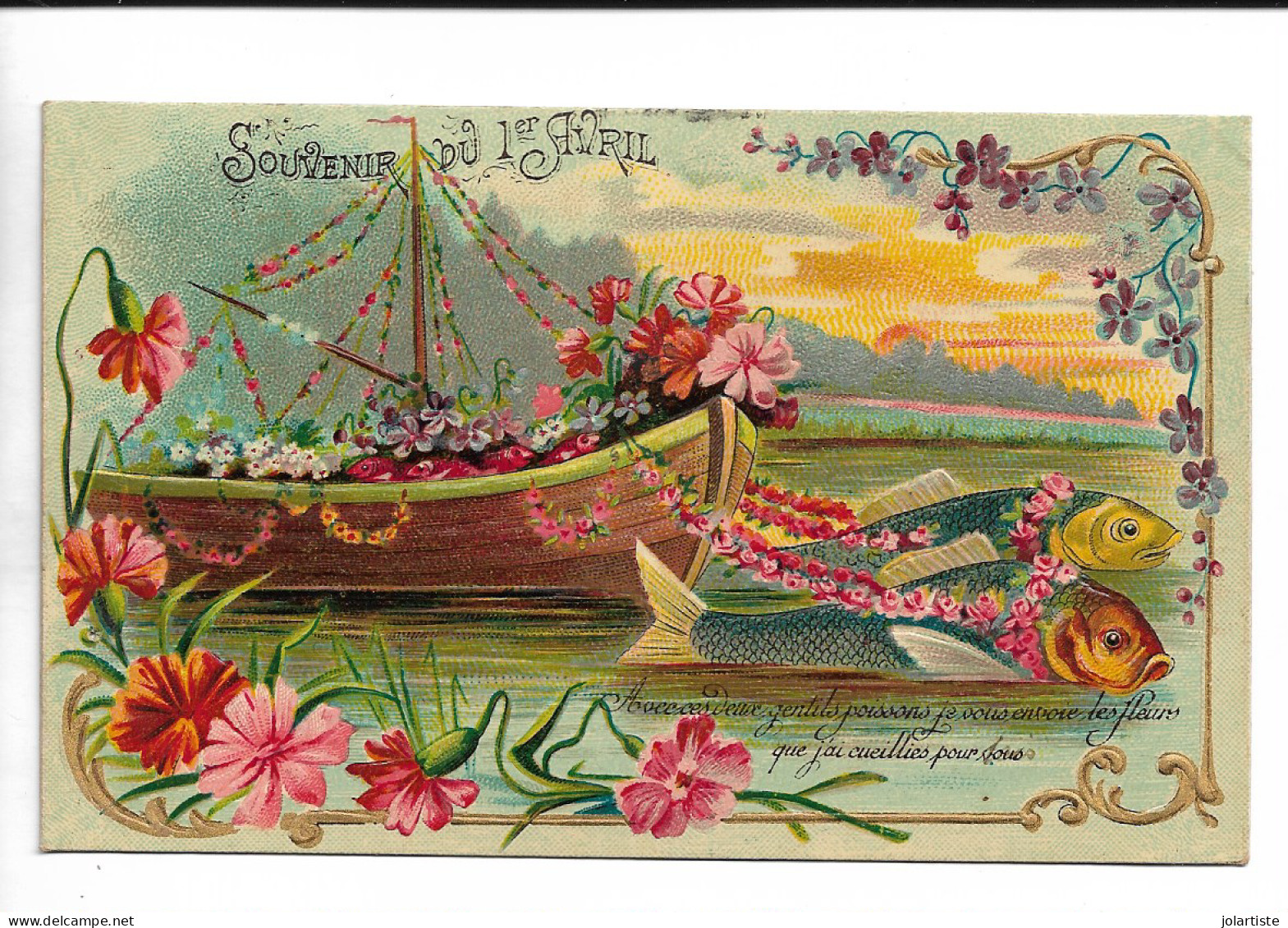 Cpa 1 Er Avril Souvenir Du 1 Er Avril Carte Gauffree Superbe  N0173 - Erster April