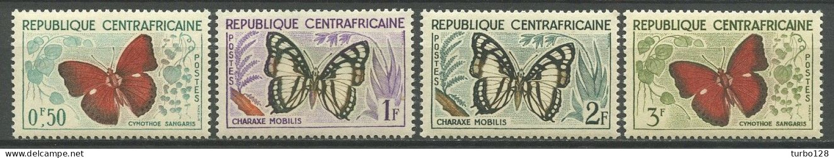 CENTRAFRICAINE 1960 N° 4/7 ** Neufs MNH Superbes C 1 € Faune Papillons Butterflies Cymothoe Sangaris Charaxes  Animaux - República Centroafricana