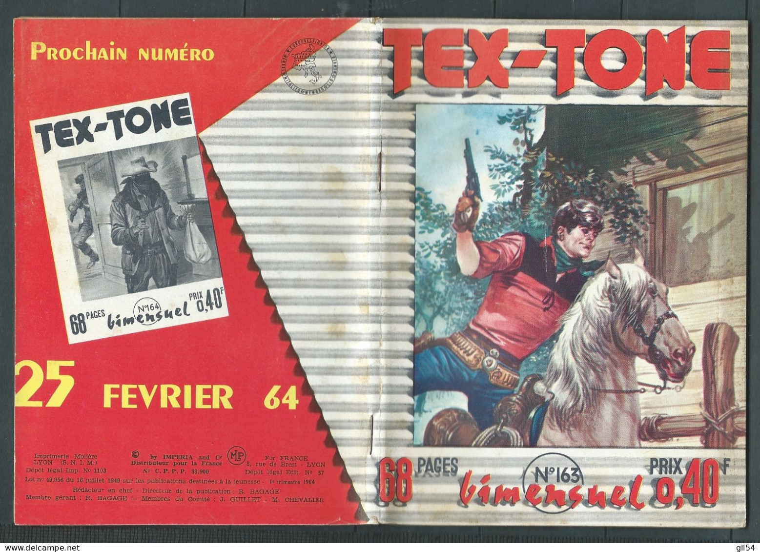 Tex-Tone  N° 163 - Bimensuel  "  Le Fils Du Juge  " - D.L.  1er Trimestre 1964 - Tex0601 - Kleine Formaat