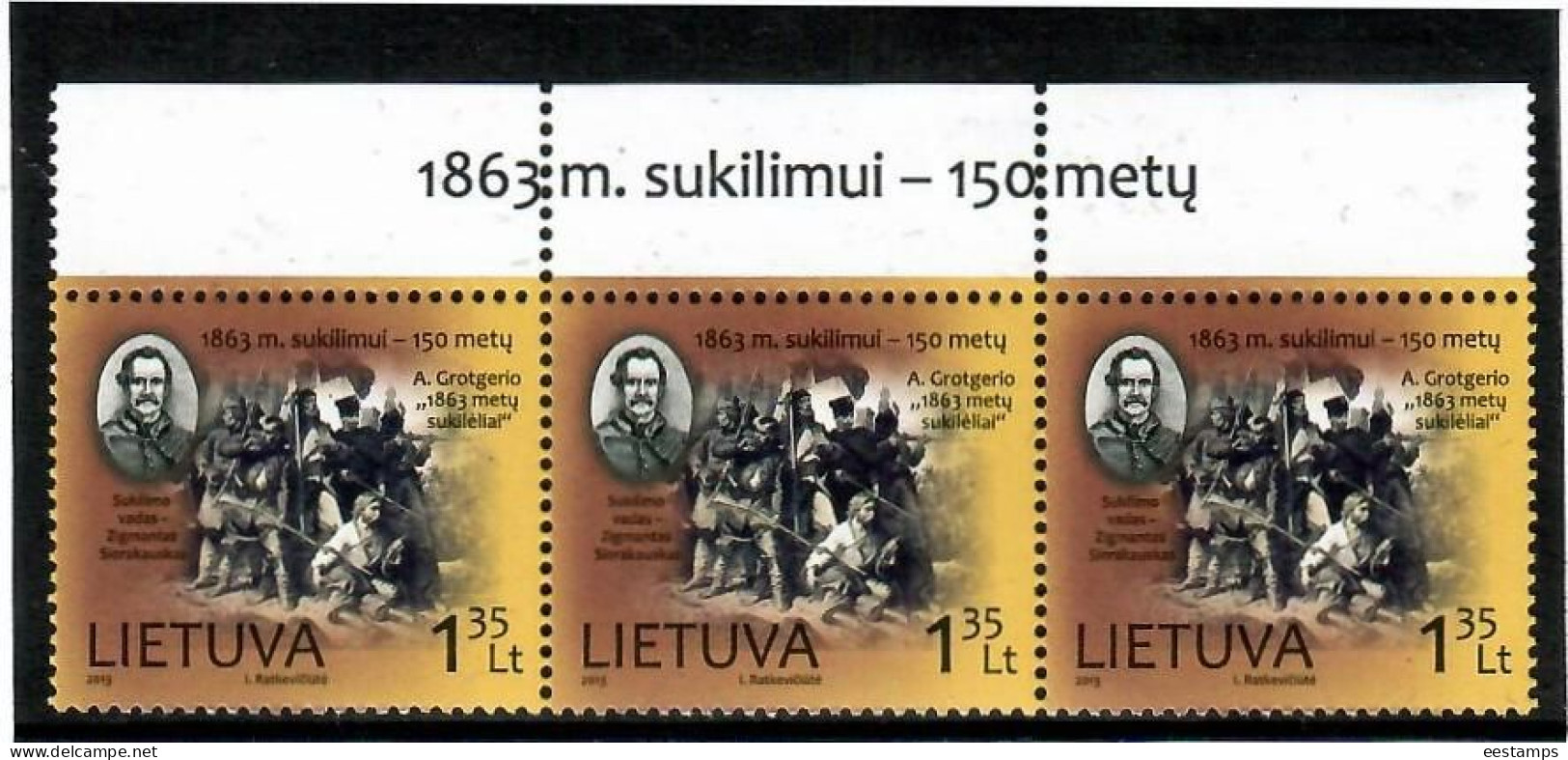 Lithuania 2013 . Uprising Of 1863. 1v X 3.  Michel # 1129 - Lituania