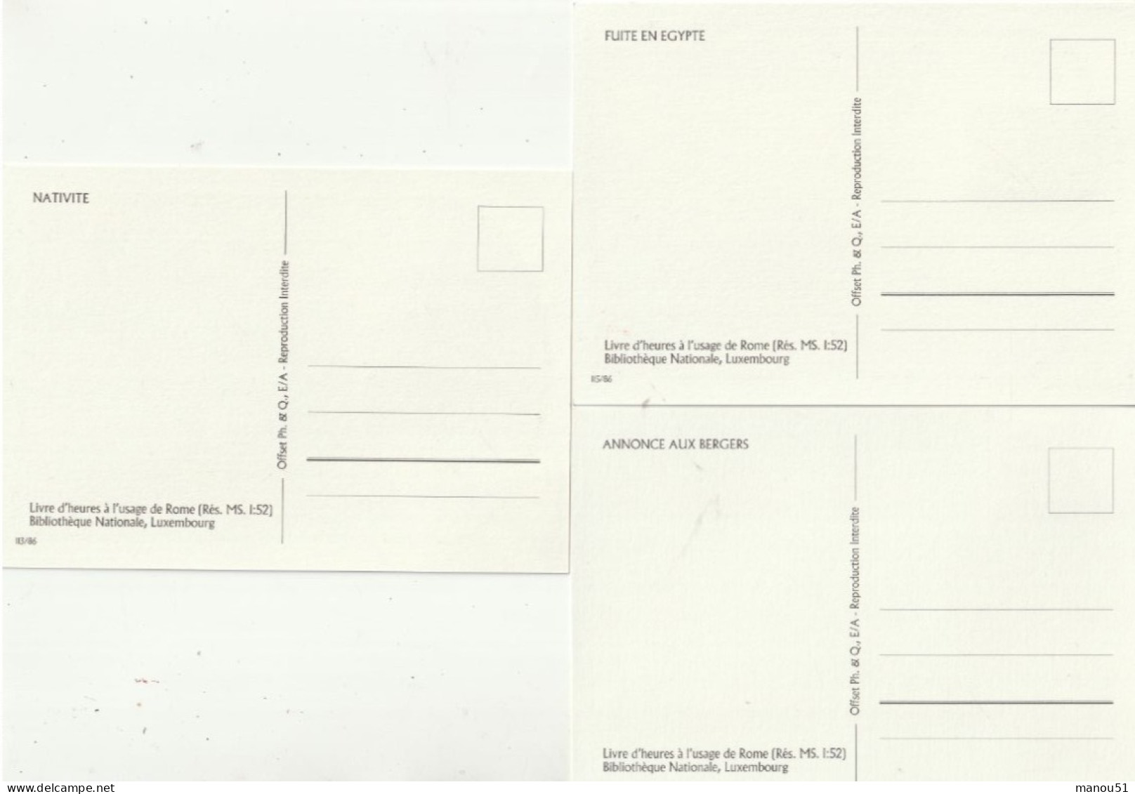 LUXEMBOURG - Lot De 5 Cartes Maximum : Enluminures Livre D'heures à L'usage De Rome -  CARITAS 1986 - Cartoline Maximum