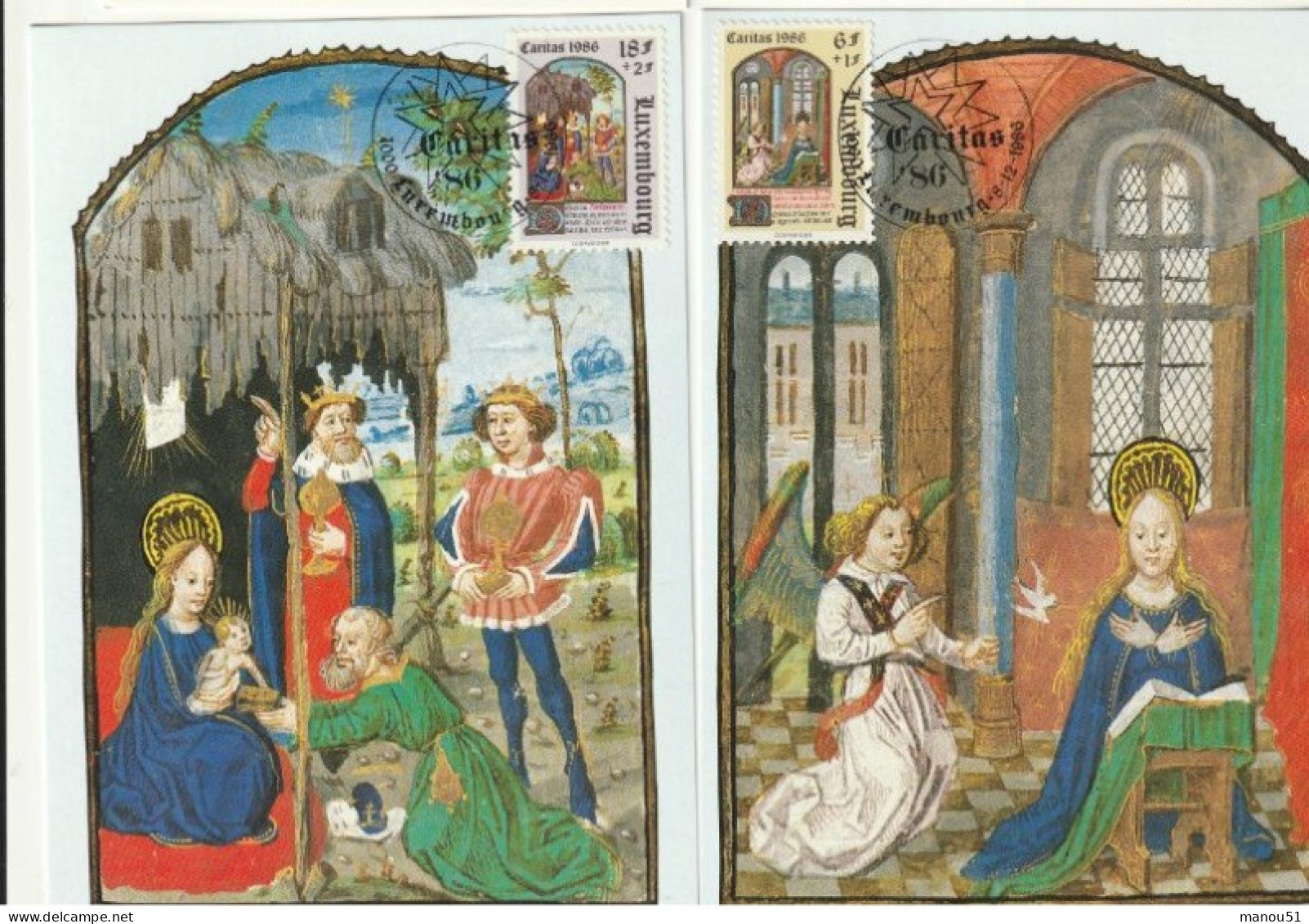 LUXEMBOURG - Lot De 5 Cartes Maximum : Enluminures Livre D'heures à L'usage De Rome -  CARITAS 1986 - Maximumkarten