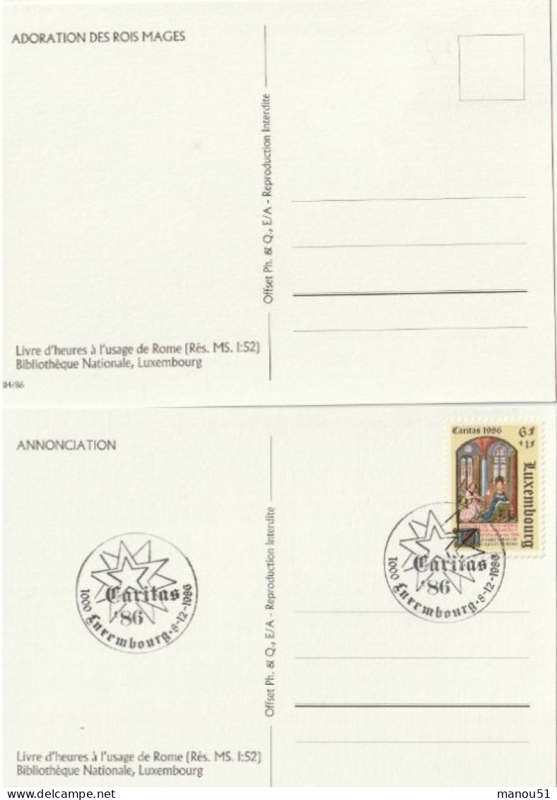 LUXEMBOURG - Lot De 5 Cartes Maximum : Enluminures Livre D'heures à L'usage De Rome -  CARITAS 1986 - Maximumkaarten