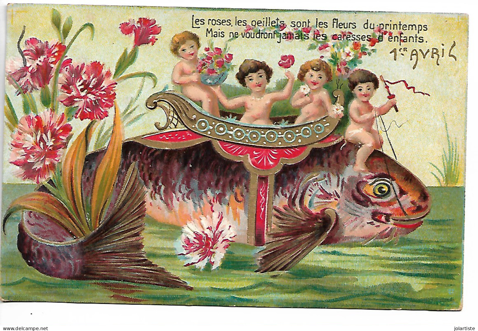 Cpa 1 Er Avril Carte Gauffree En Relief Superbe  N0173 - 1 De April (pescado De Abril)