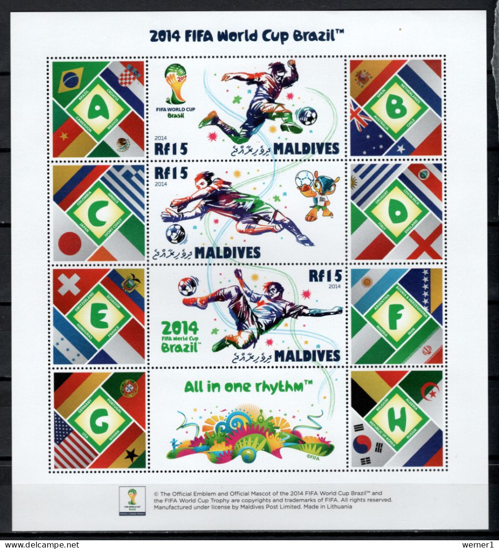 Maldives 2014 Football Soccer World Cup Set Of 2 Sheetlets MNH - 2014 – Brasil